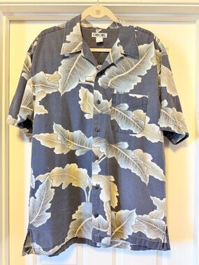Vintage Retro 90’s Y2K Cherokee Button-Down Camp Shirt - Navy tropical - Size L